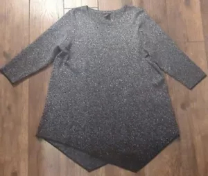 Chelsea & Theodore Damen schwarz & eisen silber Tunika Bluse 3/4 Ärmel Größe 2X - Bild 1 von 19