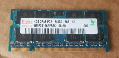 Rare 1 x 4gb DDR2 PC2-6400-666-12 laptop sodimm - Hynix HMP351S6AFR8C - Image 1 of 2