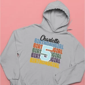 Personalised Birthday Girl Hoodie Your Name Birthday Age Party Friendship Gifts - Picture 1 of 24