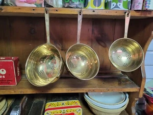 Vintage Set Of 3 Brass Colanders - Picture 1 of 5