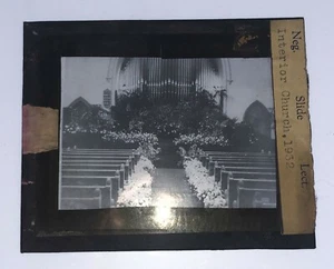First Baptist Church Roselle NJ Antique Glass Magic Lantern Slide Interior View - Picture 1 of 2