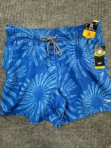 Speedo Trunks Mens Large Floral Print Swim Shorts Blue Stretch Waist Pockets New - Picture 1 of 11
