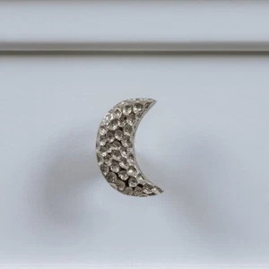 Silver Hammered Crescent Moon Drawer Knob door handle pull home decor - Picture 1 of 3