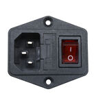 Black Red AC 250V 10A 3 Terminal Power Socket with Fuse Holder