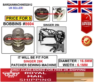 SINGER 29K(5) BOBBIN8604 16.5MMX6.1MM DIA PEQUEÑO TIPO INDUSTRIAL COSTURA MCHN PIEZA - Imagen 1 de 7