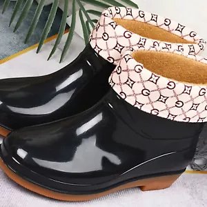 (38)Womens Rain Boots Fashion Antiskid Short Rain Boot Round Radian PVC - Picture 1 of 5