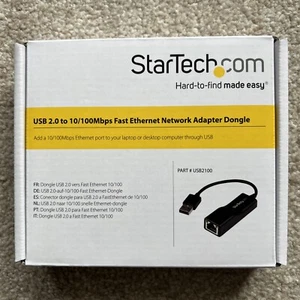 StarTech USB 2.0 to 10/100 Mbps Ethernet Network Adapter Dongle + Built-in Cable - Afbeelding 1 van 8