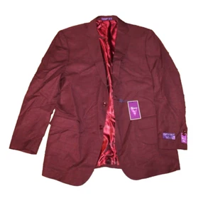 NWT Men's 2 Piece Vinci Burgundy Plaid Suit Jacket 42L Waist 36 NEW NWT - Picture 1 of 4