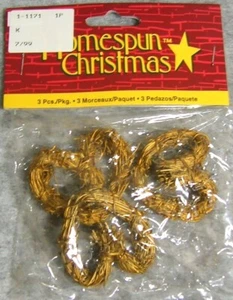 Homespun Weihnachten: kleine 1-1/2" goldbemalte natürliche Zweig Herzen - 3 Bastelteile - Bild 1 von 5
