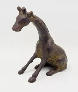 Figura estatua sentada jirafa africana de latón liso pisapapeles 4 pulgadas de alto - Imagen 1 de 11