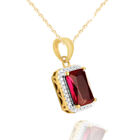 Mens Halo Pendant Necklace Garnet & Simulated Diamond Solid 925 Sterling Silver