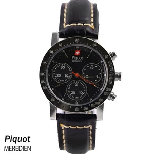 Swiss leather waterproof Piqout MERIDIEN original watch for men black color - Picture 1 of 4