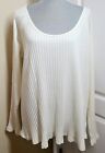 Knox Rose Women's Size 2X Tunic Top Ribbed Long-Sleeve Round Neck Ivory NEW