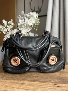 MIMCO Mod Rose Gold Button black Zip Top Leather handbag shoulder bag - Picture 1 of 12