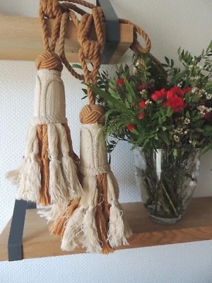 Ancienne Paire d'embrasses pompons passementerie tassel Curtain rideau - Photo 1/4