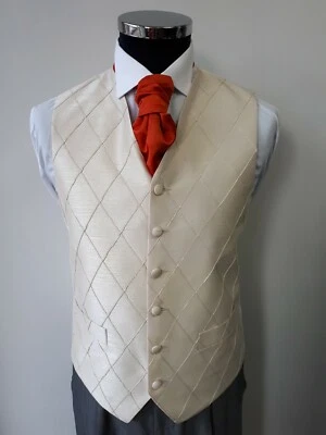 Men's & Boy's Wedding Waistcoats In a Sand/Biscuit Colour in a Diamond Design - Image 1 of 2