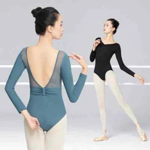 Ballet Leotards for Women Adult V-neck Dance  Leotards Nylon Mesh Backless - Foto 1 di 25