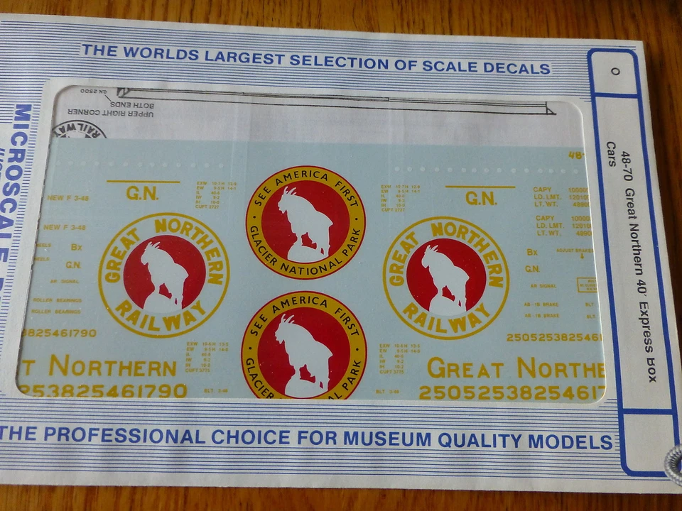 Microscale Decal O #48-70 Great Northern GN 40' Express Boxcars (Green) 1945-55 - Image 1 of 1