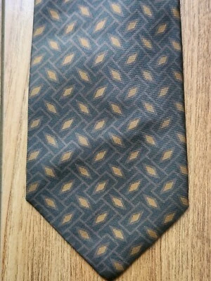 Vintage Para Hombre Valentino Couture Cravatte Marrón Satinado Geométrico 100% Seda Cuello  Foto 1 de 4