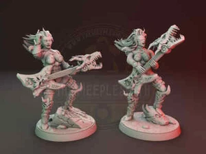 Heavy metal warrior girl with guitar plasma gun for tabletop, boardgames, wargam - Imagen 1 de 12