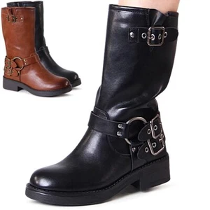 Damenschuhe Biker Stiefel Stiefeletten Halbstiefel Boots Booties Plateau - Bild 1 von 7