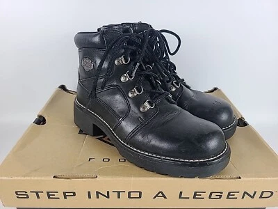 Harley Davidson Boots Size 7.5 Black Leather Moto Style Combat 84008 Women's - Image 1 of 4