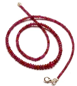 Natural Ruby Gemstone 3 to 7 mm Size Smooth Rondelle Beads Necklace 20.5" - Picture 1 of 9