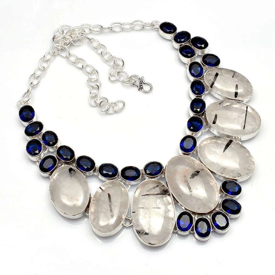 Black Rutile Tanzanite Handmade Big Necklace Jewelry 106 Gms LV-1096 - Image 1 of 1