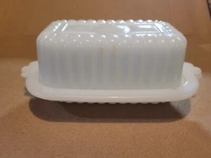 Vintage 1950'S Hazel Atlas White Milk Glass Half 1/4 Stick Butter Dish & Lid - Picture 1 of 8