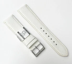 Alfa Leder BRANDNEU 22mm Weiß Ton Original Silberfarbene Schnalle Uhrenarmband - Bild 1 von 5