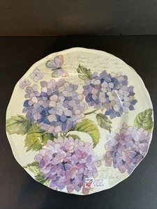 3 Shabby Chic Hortensien Speiseteller Jakobsmuschel Melamin lila Schmetterling Set NEU - Bild 1 von 11