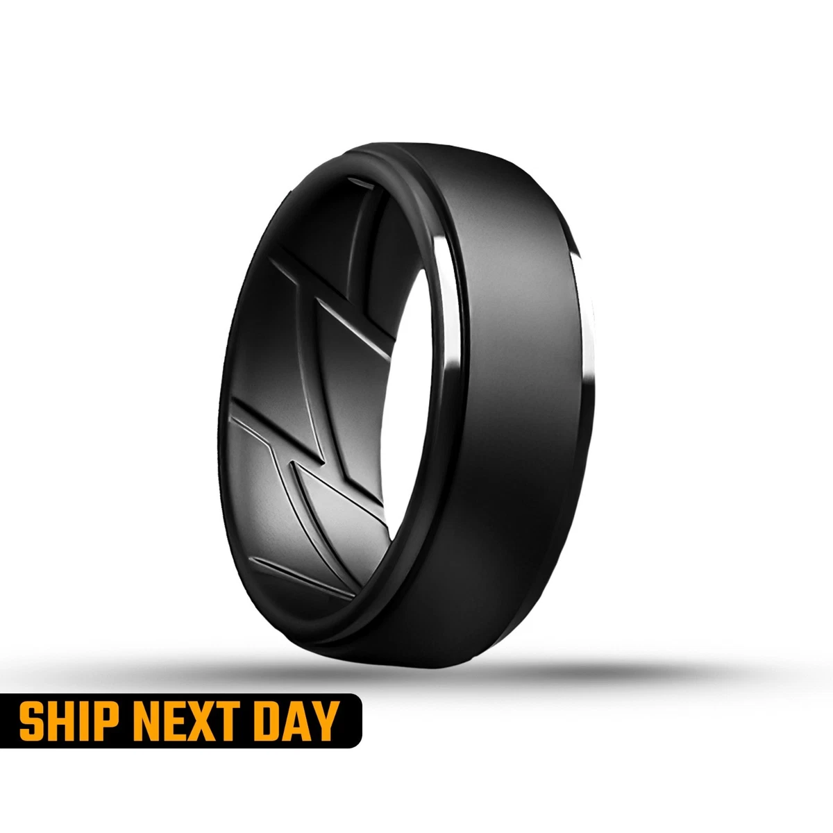 MAUI RINGS Silicone Wedding Ring For Men - Black Sport Rubber Band, Size 9, Comfortable & Safe For Gym & Daily Wear