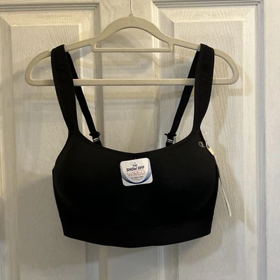 Sutiã esportivo Champion The Show Off com fio 36DD preto alto suporte com aro novo com etiquetas - Imagem 1 de 4