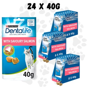 24 x Purina Dentalife Cat Dental Treats SALMON 40g | Tartar Control Mega Pack - Picture 1 of 11