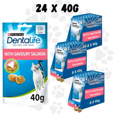 24 x Purina Dentalife Cat Dental Treats SALMON 40g | Tartar Control Mega Pack - Image 1 of 4