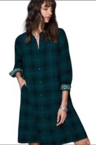 J.Jill Women’s Size XL Plaid Tunic Shirt Dress Cotton Casual Blue Black Comfy - Picture 1 of 7