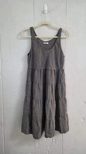ALLEN ALLEN USA Gray Linen Sleeveless Beach Sun Shift Dress  Womens Large  - Picture 1 of 11