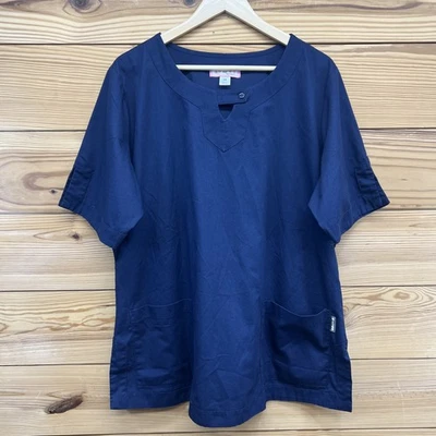 Koi Scrub Top Womens 2X Navy Blue Medical Shirt Style 173 Cotton Blend B6 - Image 1 of 4