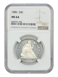 1886 50C NGC MS64 - Liberty Seated Half Dollar - Picture 1 of 4