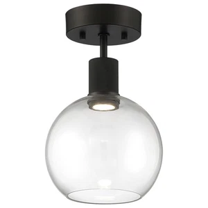 Access Lighting 63148LEDD/CLR Port Nine 8"W LED Semi-Flush Globe - Black - Picture 1 of 12