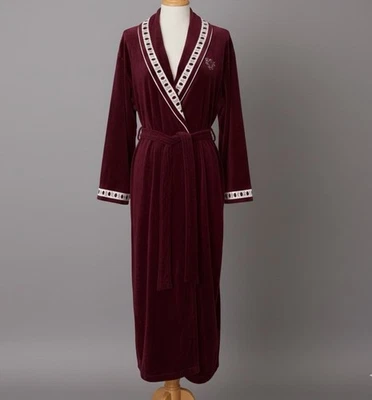 Eileen West Velvet Robe 勃艮第女式大号维多利亚农民 Cottagecore 全新带标签 — 第 1/4 张图片