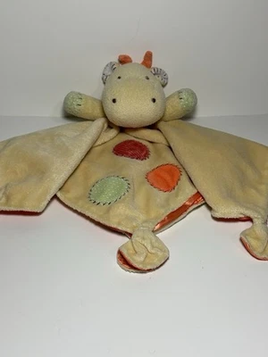 Cobertor de pelúcia Carters girafa Lovey amarelo laranja cetim pontos pés amarrados 2008 - Imagem 1 de 4