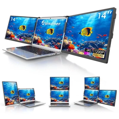 14" Triple Laptop Screen Extender, 1920 x 1200 FHD Aura Triple Display Monito... - Image 1 of 4