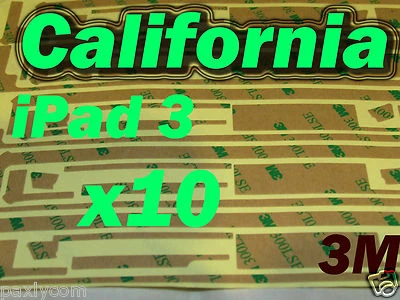 10 x Apple iPad 3 Adhesive Sticker Touch Screen Digitizer LCD Glass tape M 3th G - Image 1 of 3