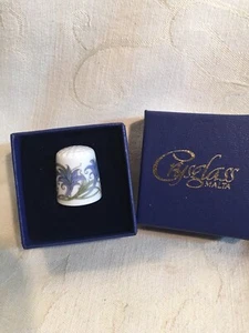 VINTAGE Kristallglas Malta Fingerhut...lila Blumen Design...OVP - Bild 1 von 6