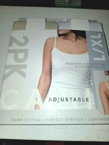 CLW Cami's 2 Pack Adjustable L / XL White Ivory Form Fitting Stretch Lightweight - Picture 1 of 3
