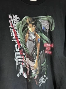 Attack On Titan T-Shirt Captain Levi Scout Regiment Season 3 Anime Black XL NWT - Picture 1 of 8