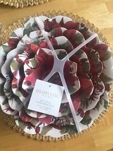 Shabby Chic Rachel Ashwell  Red Poinsettia Melamine Nesting Bowls Christmas NEW - Picture 1 of 7