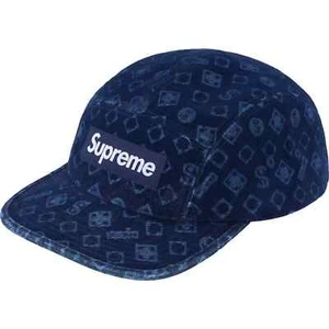 Supreme Flocked Denim Camp Cap Blau/blue FW24 - Bild 1 von 3