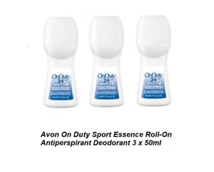 Avon On Duty Sport Essence Roll-On Antiperspirant Deodorant 3 @ 50ml - Picture 1 of 1